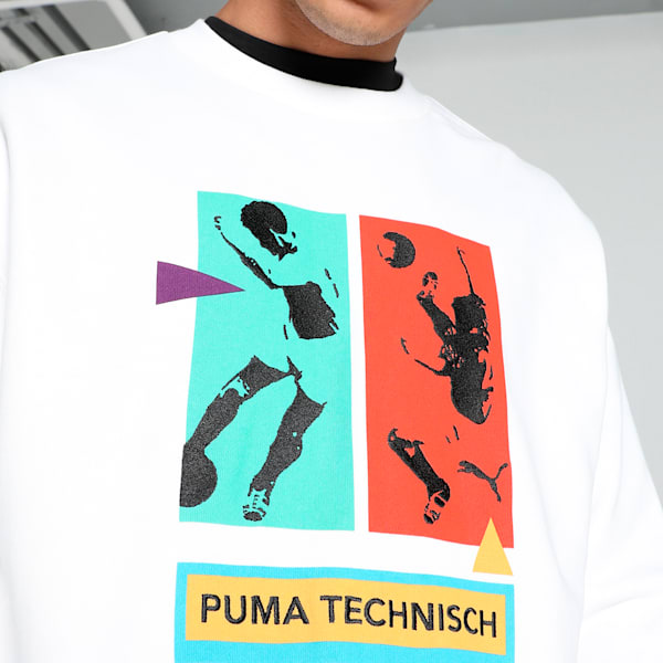GRAPHICS "Technisch" Men's Relaxed Fit Crew-Neck Sweatshirt, PUMA White, extralarge-IND